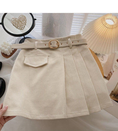 Corduroy Skirt is slim and fashionable pleated skirt  5492