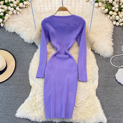 Fashion open chest sexy knitted dress  3754