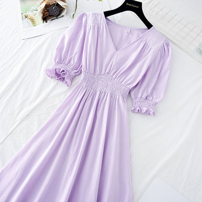 New waist closing slim skirt French fairy Sen long skirt  4618