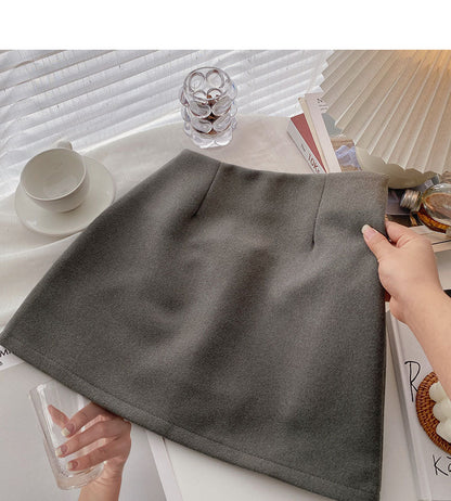 Woolen skirt is thin, Hip Wrap high waist A-shaped skirt  5319
