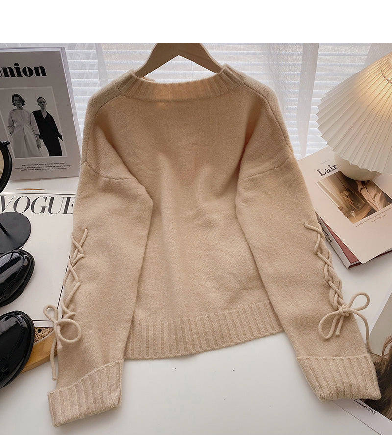 New Korean design drawstring slim Pullover Top  5974
