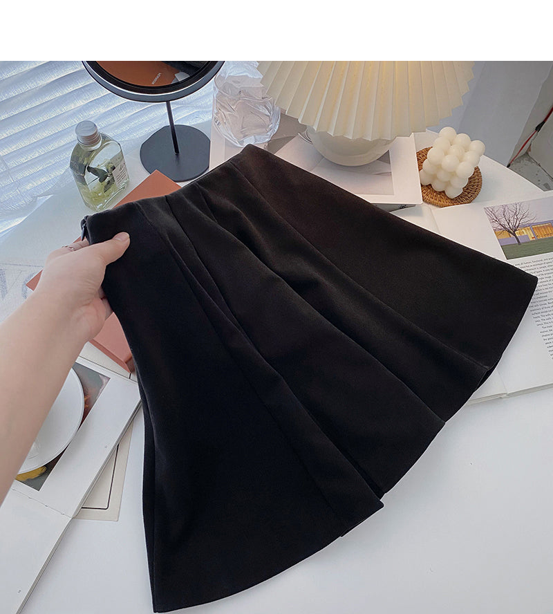 New Korean fashion temperament lazy leisure a-word high waist skirt  5432