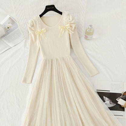 Design sense knitted long skirt temperament fairy skirt  4440