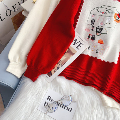 Red Christmas Sweater female Pullover  5009
