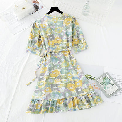 French gentle wind chiffon skirt super fairy French long skirt  4654