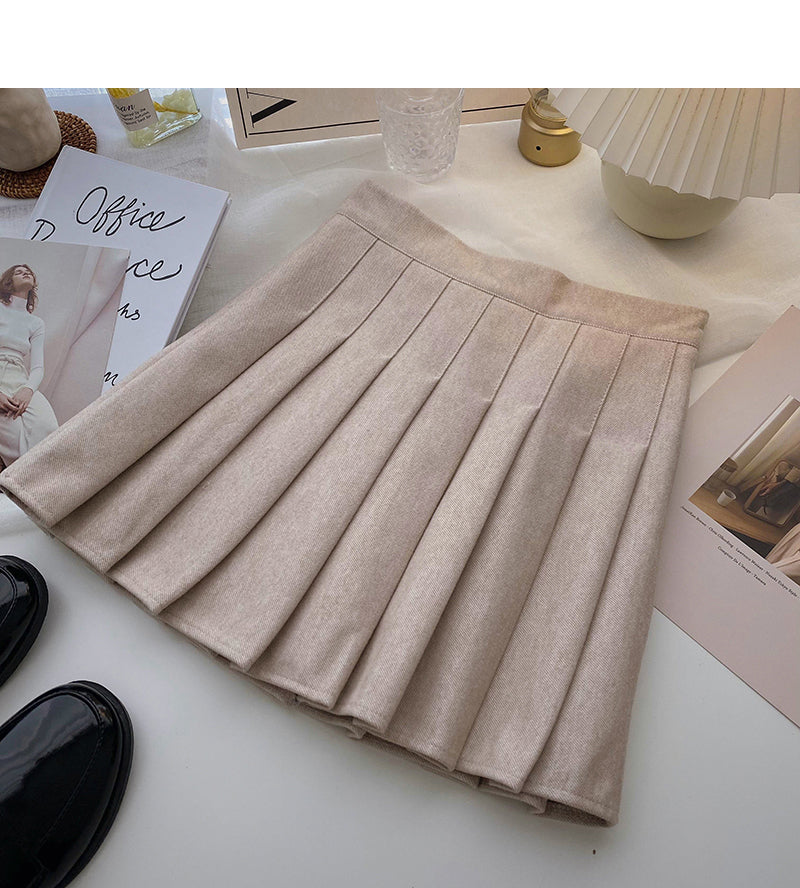 New Korean simple solid color versatile high waist pleated skirt  5420