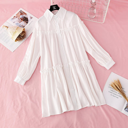 Shirt dress light mature style, foreign style, loose and thin  4021
