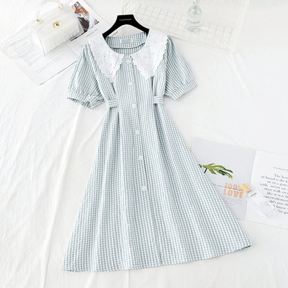 Doll neckline waistband shows thin temperament skirt  4183