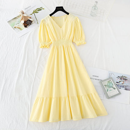 Skirt with slim waist, French fairy Sen long skirt  4164