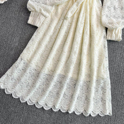 Stand collar lace dress fashion slim bottomed skirt  3769
