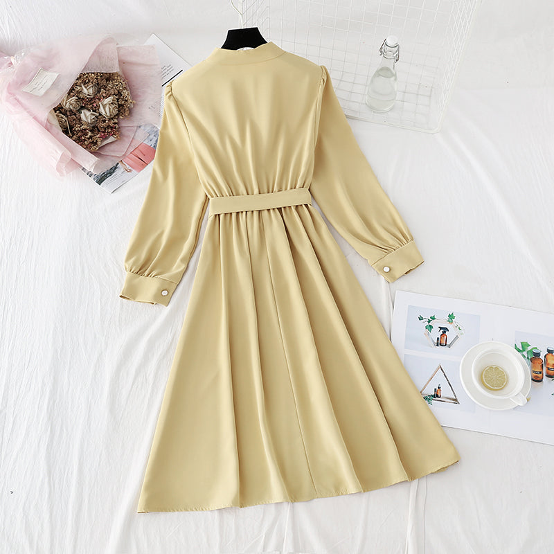 Dress design sense of minority lace up solid color thin skirt for children  4090