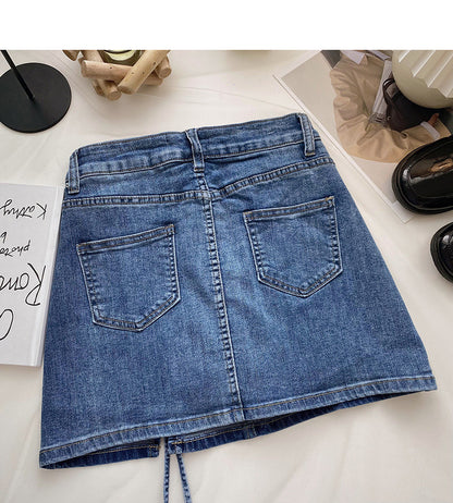 New Korean fashion retro small split rope skirt  5522