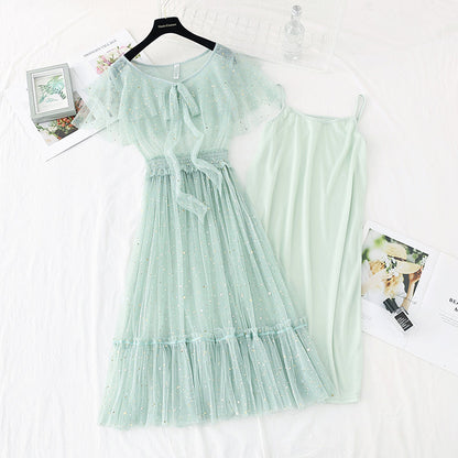 New French gentle skirt fairy super xiansen long style   4394
