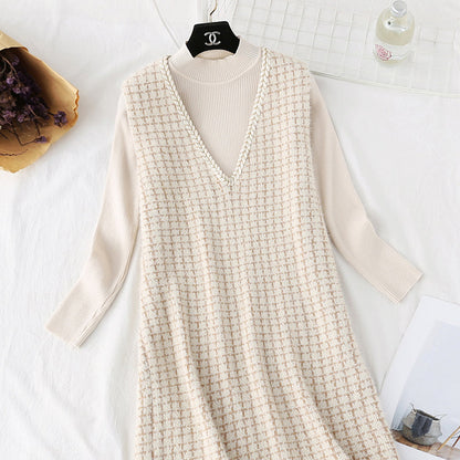 New knitted bottomed shirt vest skirt two piece dress  4453