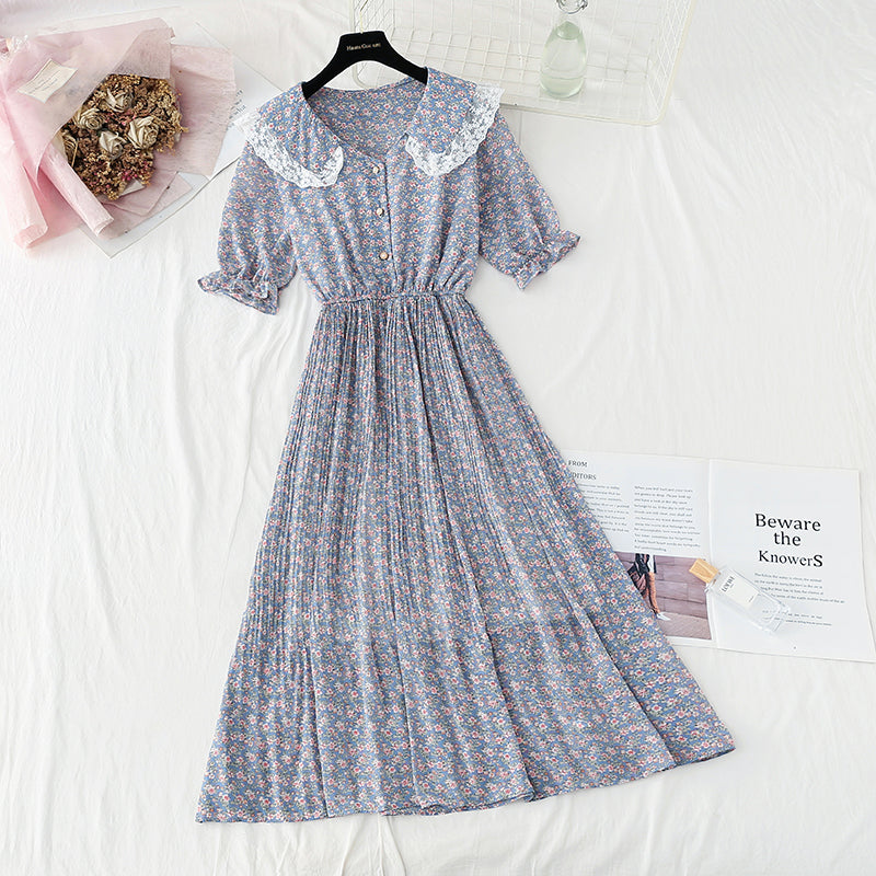 New baby collar Floral Chiffon Skirt French retro fairy skirt  4875