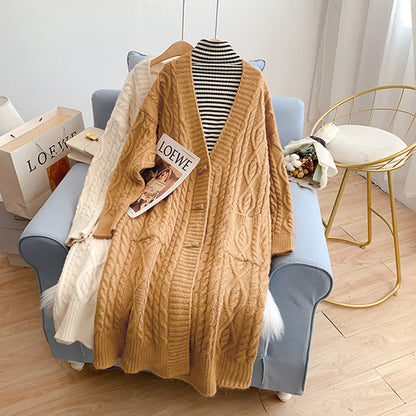 Lazy wind twist long sweater coat female  4927