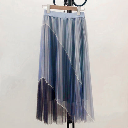 New contrasting color gauze skirt, high waist color matching gauze skirt skirt  3708