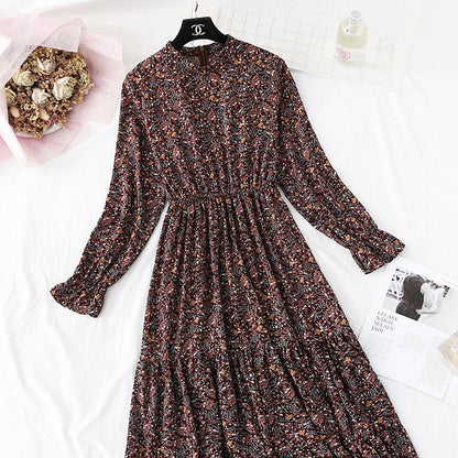 New French retro half high collar with a bottomed Chiffon Skirt  4577