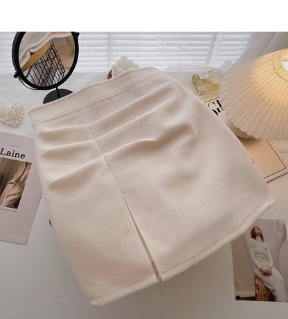 Fashion pleated hips show thin high waist skirt  5493