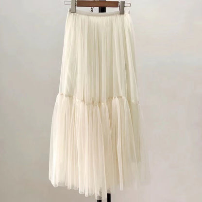 Mesh skirt, fairy elegant big skirt put bouffant skirt, draping feeling splicing gauze skirt  3710