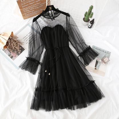 Lace mesh dress girl's heart is thin fairy skirt  4319