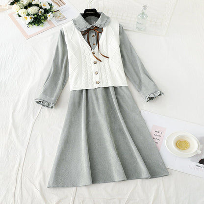 New women's gentle style, thin and high waistcoat two-piece set  3917