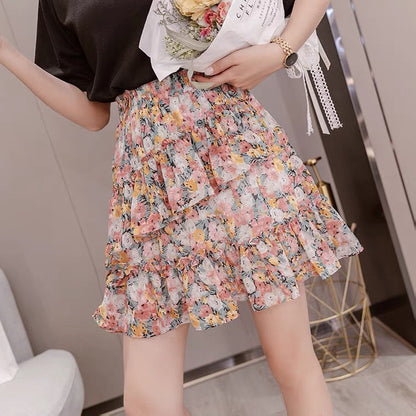 Flower skirt, country style, oil painting little fresh chiffon cake skirt  3547