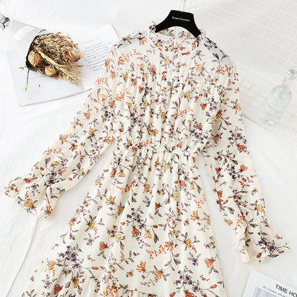 New French retro floral Platycodon grandiflorum skirt bottomed knee length skirt  4534