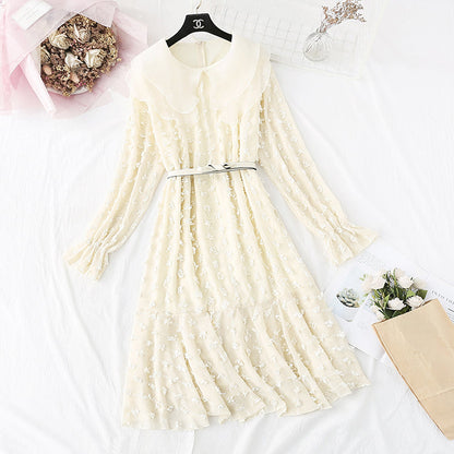 Women's layered mesh double doll neck fishtail long skirt  3985