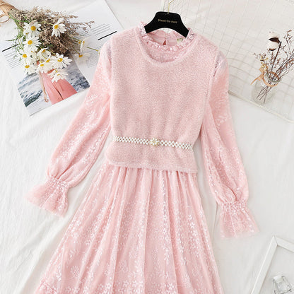 Lace dress light mature temperament skirt children  4067