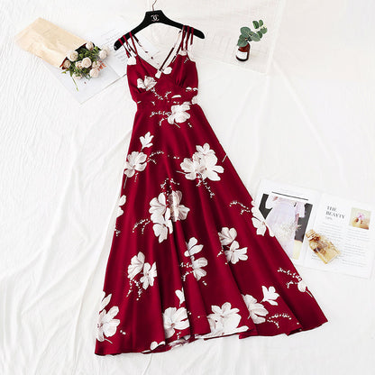 Broken Flower Chiffon dress female French first love skirt retro super Fairy  4108