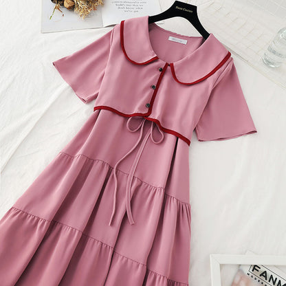 The new waist is slim, gentle and wind fake two-piece skirt  4652