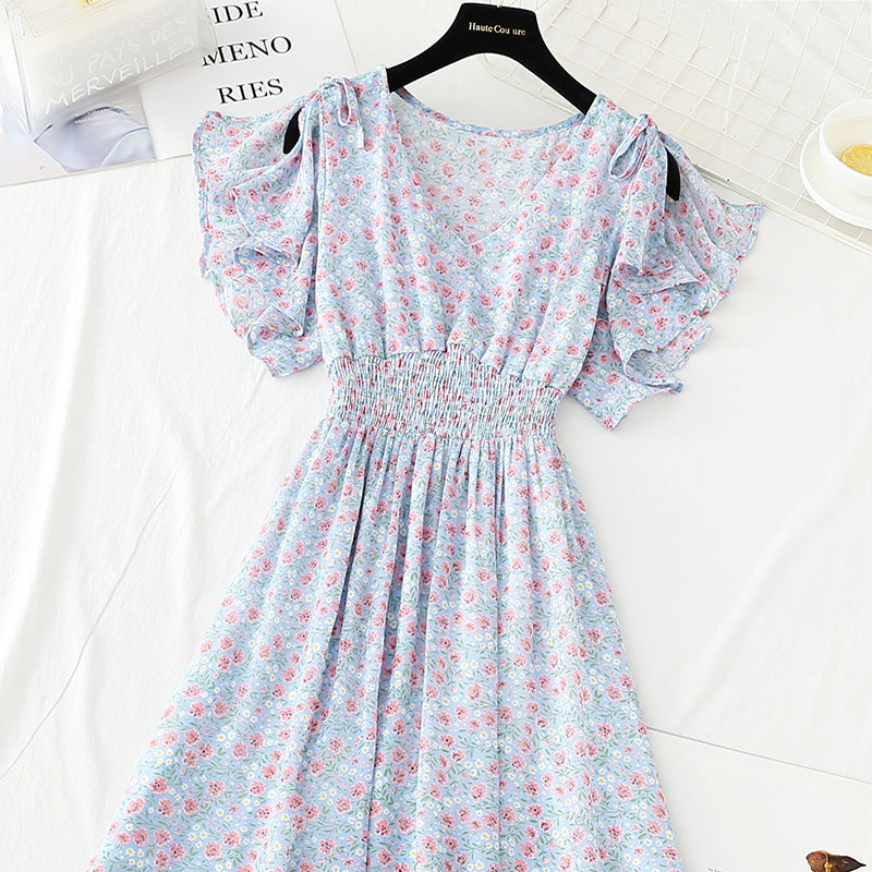 Slim lace up A-line skirt women's dress super sweet  4886