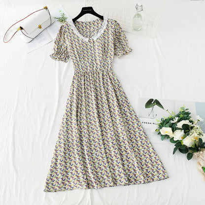 New medium length chiffon skirt with short sleeves is thin and gentle  4864
