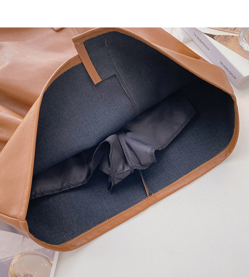 Korean wrinkled Hip Wrap irregular thin high waist A-shaped PU leather skirt  5591