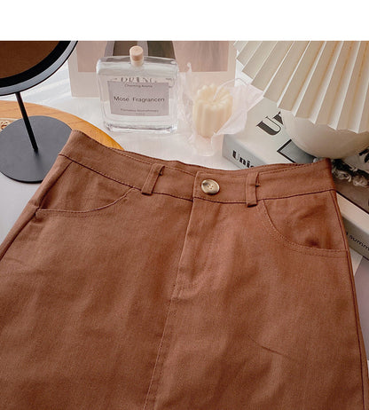 New Korean version simple leisure solid color short skirt trend  5659