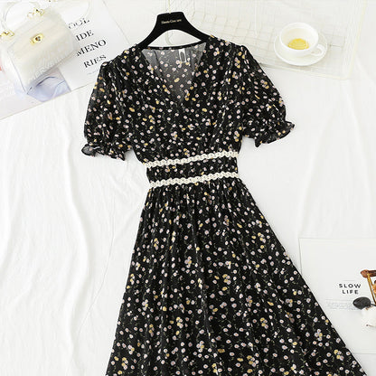 French Vintage chiffon dress with ruffle  4885