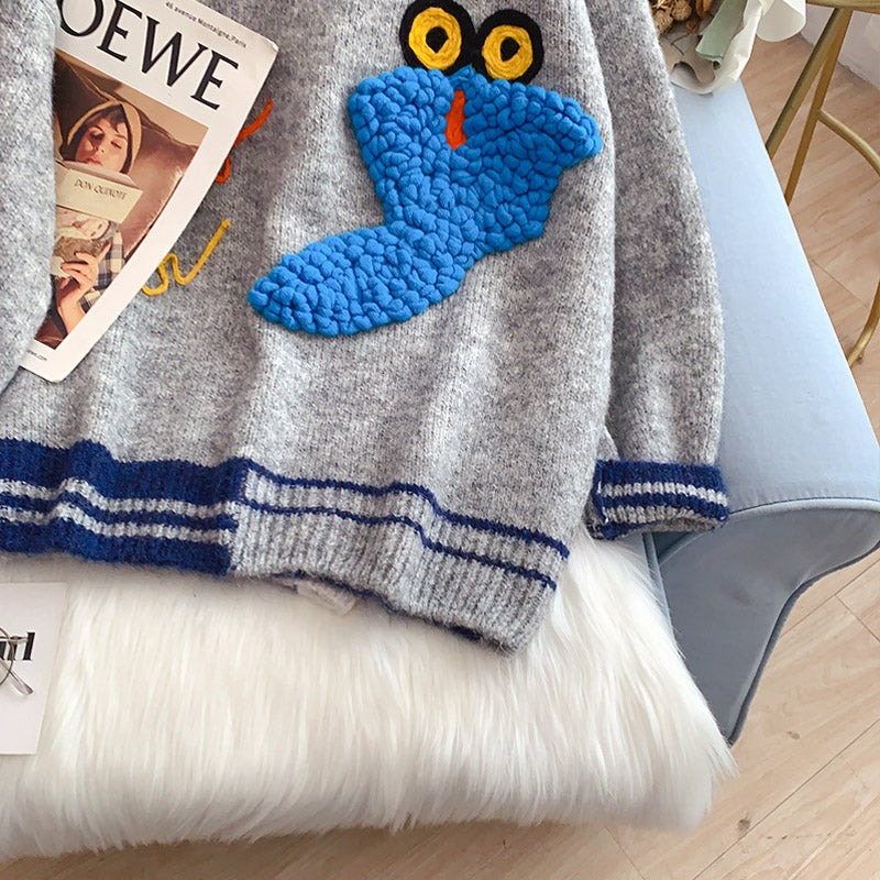 Heavy industry cartoon embroidered sweater foreign style coat  4997