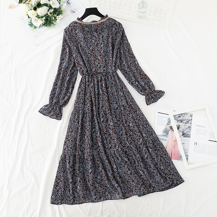 Small fragrance retro French floral dress with backing  4541