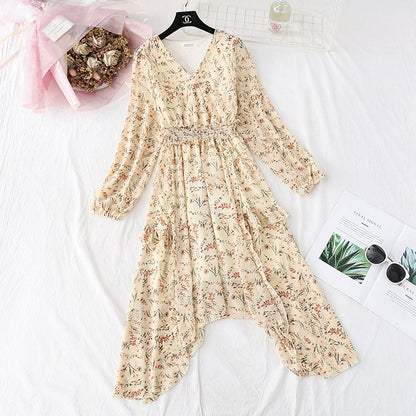 Irregular ruffled floral bottomed skirt  3994