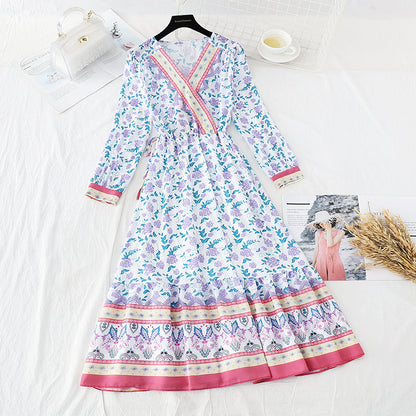 Retro waist, slim temperament, holiday long skirt  3844
