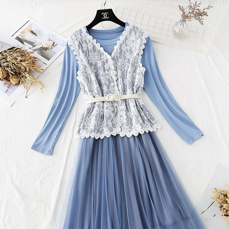 The new waistcoat mesh skirt is light and mature  4023