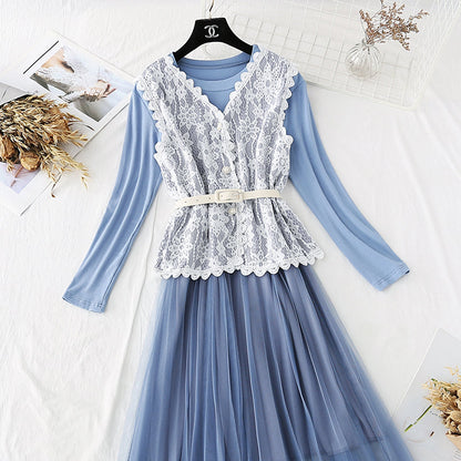 The new waistcoat mesh skirt is light and mature  4023