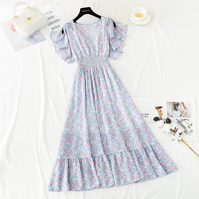 Slim lace up A-line skirt women's dress super sweet  4886