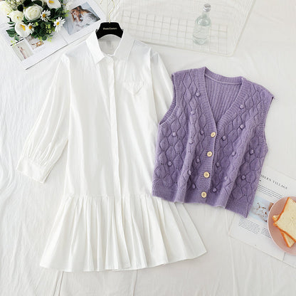 Candy colored vest pleated with shirt skirt fairy Sen Department  3919