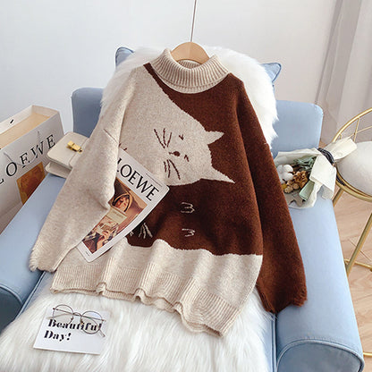 High neck sweater lazy coat versatile bottomed Shirt Top  5104
