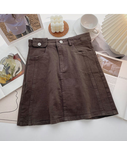 Fashion Hong Kong style leisure Retro High Waist Skirt  5487