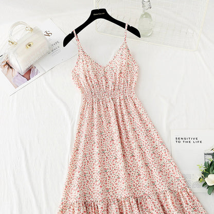 Suspender dress new sweet floral skirt French Retro  4857
