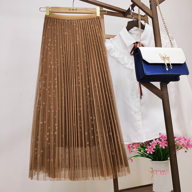 long A-line net gauze skirt  3699