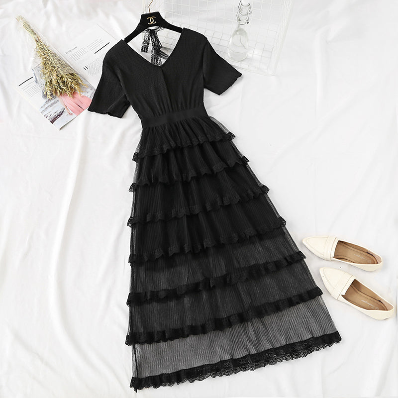 Popular cake lace gauze dress  4327